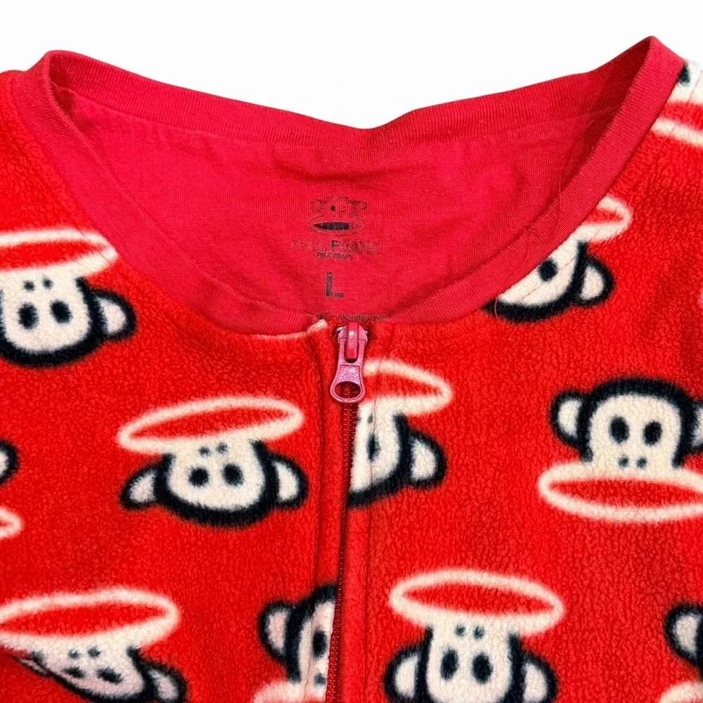 Paul Frank Julius Monkey Red Fleece Footed Pajamas One Piece Youth Large